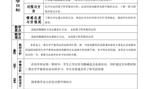 3.2.1水的电离和溶液的pH（1）-2021-2022学年高二化学同步备课教案设计（人教版2019选择性必修1）_高化_2025春-人教版高中化学_03新版高中化学选择性必修1_02教案_教案（表格式）