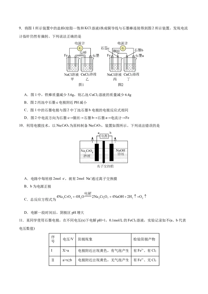 4.2.1电解池（分层作业）（原卷版）_高化_595801221724高中化学新人教版选择性必修一二三电子版教案PPT课件高中试卷_选择性必修1册（人教版）_分层作业