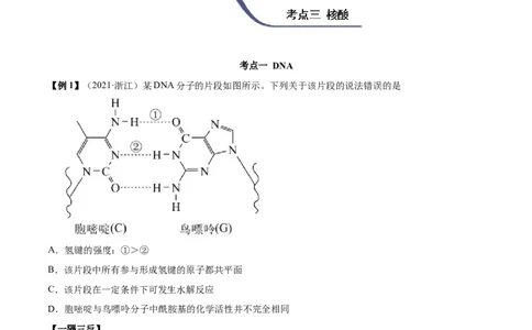 4.3核酸（精讲）（人教版2019选择性必修3）(原卷版）_高化_595801221724高中化学新人教版选择性必修一二三电子版教案PPT课件高中试卷_选择性必修3册（人教版）_专项练习