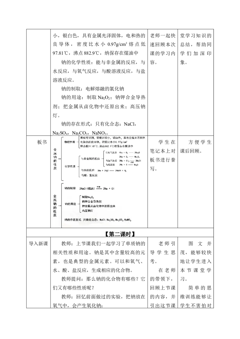 2.1《第一节钠及其化合物》优秀教学教案教学设计_高化_2025春-人教版高中化学_01新版高中化学必修一_8.课件+教案_教案（赠送参考）