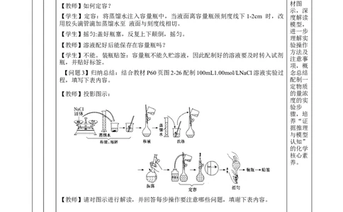 2.3.4配制一定物质的量浓度的溶液（教学设计）-（人教版2019必修第一册）_高化_595801221724高中化学新人教版选择性必修一二三电子版教案PPT课件高中试卷_必修一册（人教版）_教学设计