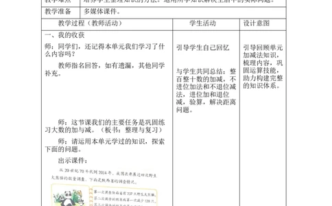 第9课时整理与复习_26春北师大版数学二下_00、教案共6套完整版表格式+文档式整册+课时word版_第2套表格式教案（有反思）_第六单元大数加与减（一）