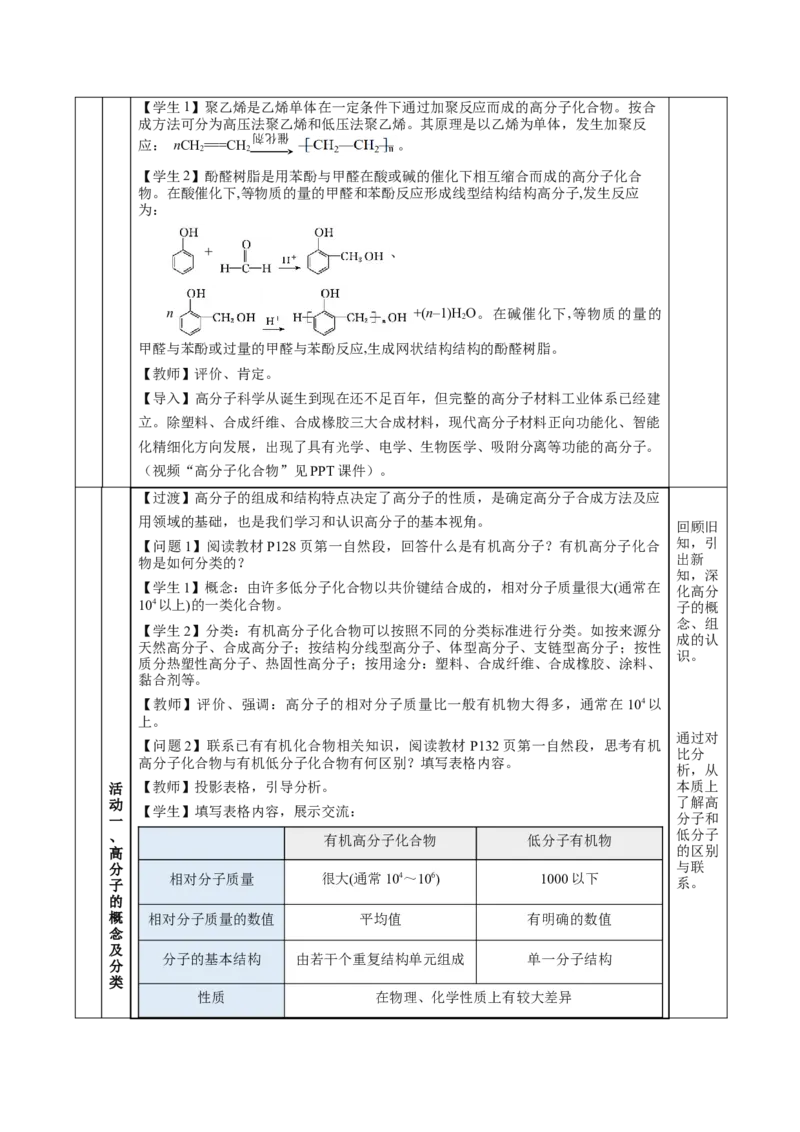 5.1.1合成高分子的基本方法&mdash;加聚反应（教学设计）-（人教版2019选择性必修3）_高化_595801221724高中化学新人教版选择性必修一二三电子版教案PPT课件高中试卷_选择性必修3册（人教版）