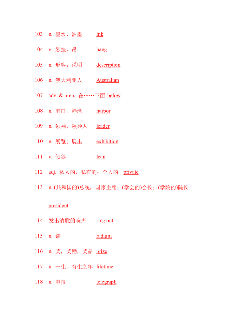 九下单词默写（汉语提示写英语）-（仁爱版）28页_仁爱版英语九年级下册资料包_单词专项