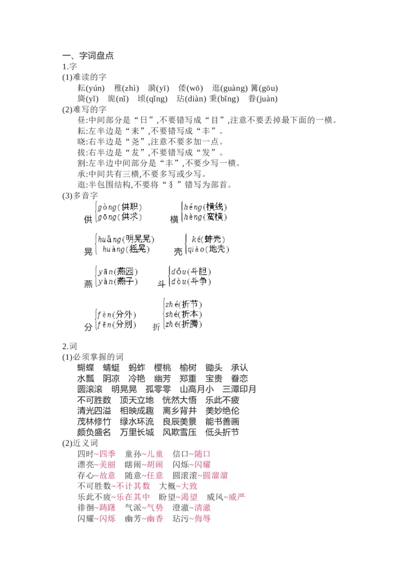 知识梳理部编版小学语文五下第一单元_《小学各科知识点》_小学语文《知识梳理》1-6年级上下册_统编语文1-6年级下册知识总结_五下