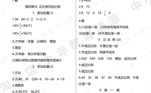 北师大版六年级下册小学数学学前预习单参考答案4页_26春北师大版数学二下_19、赠送其它资料_旧版_赠品：北师大数学1-6年级课前预习单