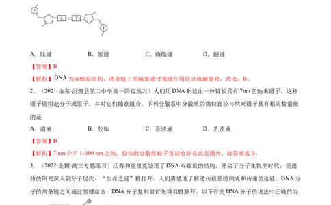 4.3核酸（精讲）（人教版2019选择性必修3）（解析版）_高化_595801221724高中化学新人教版选择性必修一二三电子版教案PPT课件高中试卷_选择性必修3册（人教版）_专项练习