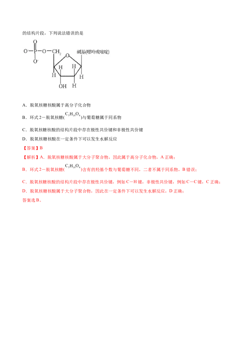 4.3核酸（精讲）（人教版2019选择性必修3）（解析版）_高化_595801221724高中化学新人教版选择性必修一二三电子版教案PPT课件高中试卷_选择性必修3册（人教版）_专项练习