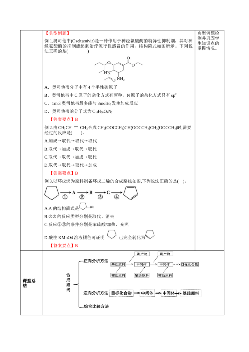 3.5.3有机合成路线的设计与实施（教学设计）-（人教版2019选择性必修3）_高化_595801221724高中化学新人教版选择性必修一二三电子版教案PPT课件高中试卷_选择性必修3册（人教版）_教学设计