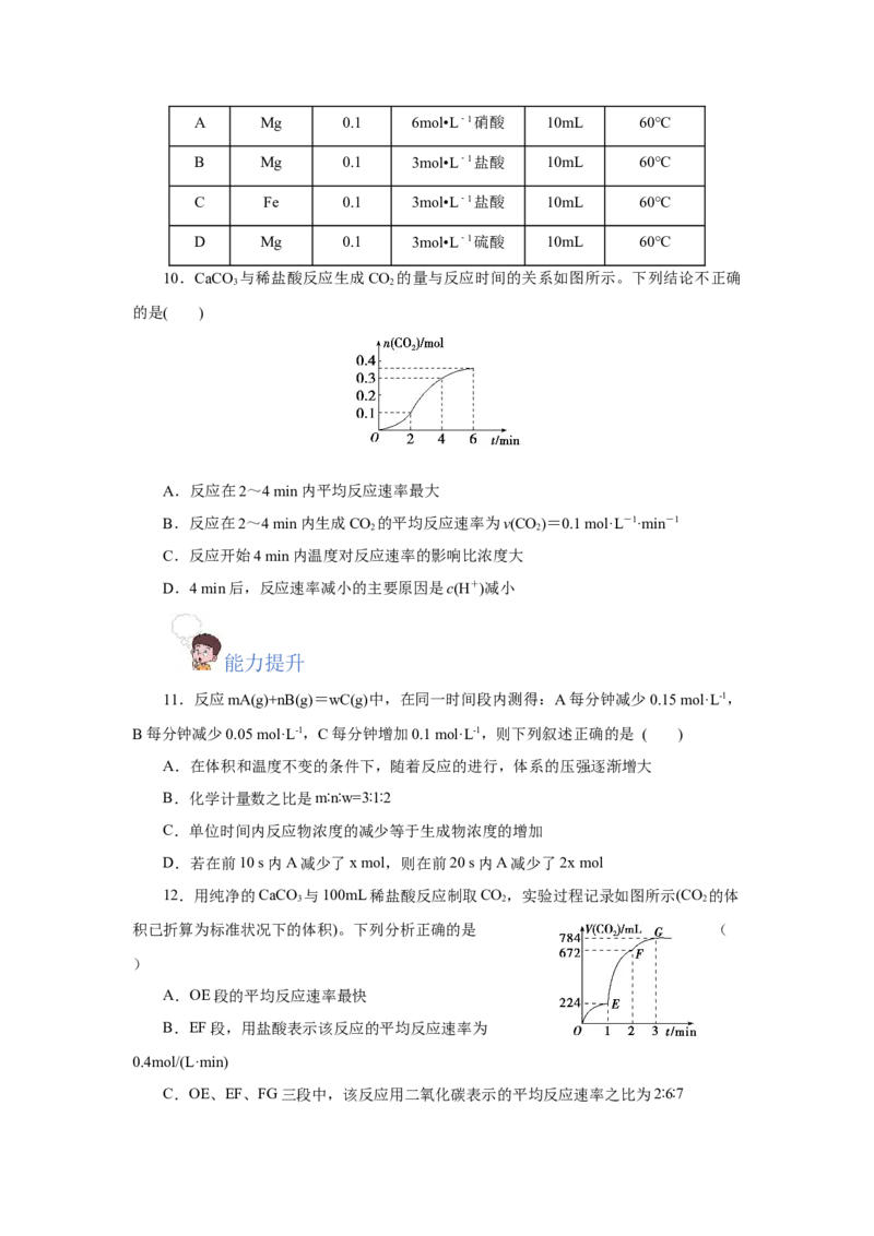 6.2.1化学反应的速率（分层作业）（原卷版）_高化_595801221724高中化学新人教版选择性必修一二三电子版教案PPT课件高中试卷_必修二册（人教版）_分层作业