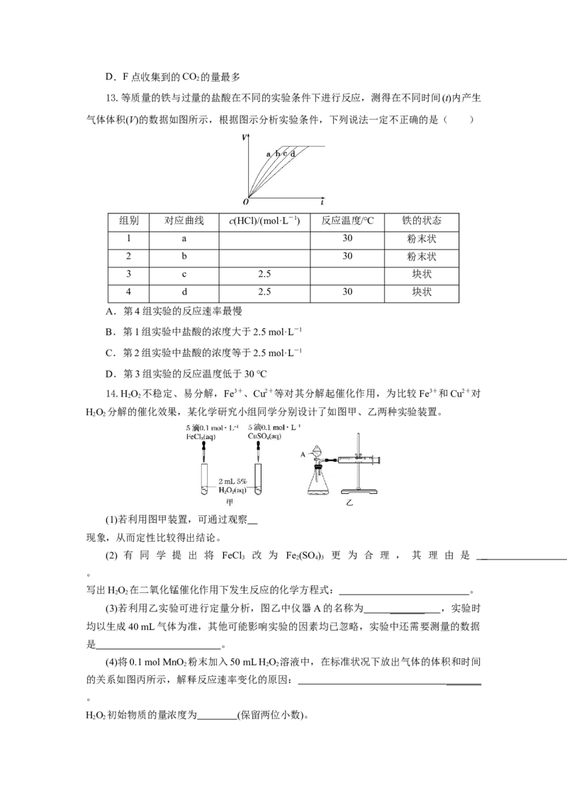 6.2.1化学反应的速率（分层作业）（原卷版）_高化_595801221724高中化学新人教版选择性必修一二三电子版教案PPT课件高中试卷_必修二册（人教版）_分层作业