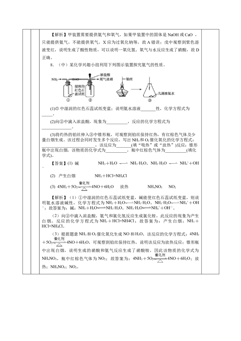 5.2.2氮及其化合物&mdash;氨和铵盐（教学设计）-（人教版2019必修第二册）_高化_595801221724高中化学新人教版选择性必修一二三电子版教案PPT课件高中试卷_必修二册（人教版）_教学设计