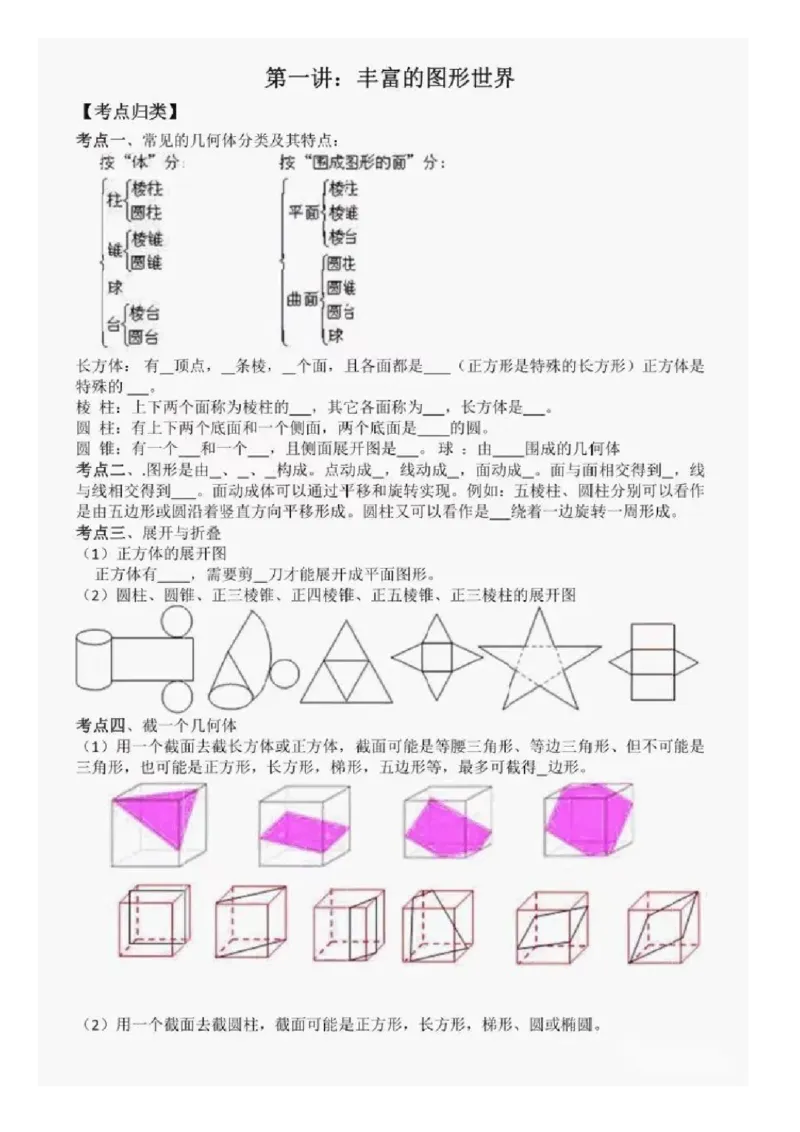 鲁教版六上数学知识点汇总_24秋《初中各科知识点梳理》_初中数学《知识梳理》7-9年级上下册_鲁教版数学6-9年级上下册知识点汇总
