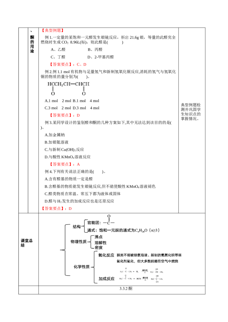 3.3.2酮（教学设计)-（人教版2019选择性必修3）_高化_595801221724高中化学新人教版选择性必修一二三电子版教案PPT课件高中试卷_选择性必修3册（人教版）_教学设计