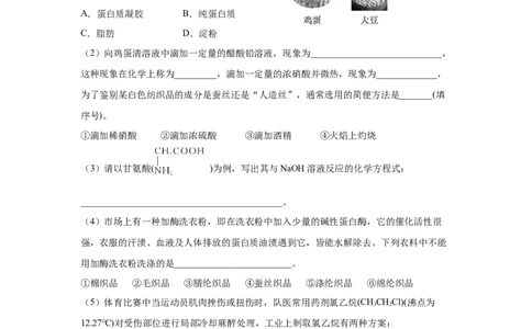 7.4.2蛋白质（分层作业）（原卷版）_高化_595801221724高中化学新人教版选择性必修一二三电子版教案PPT课件高中试卷_必修二册（人教版）_分层作业