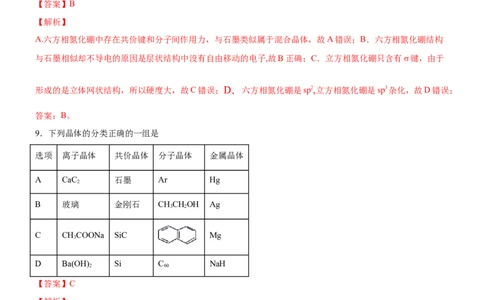 3.3.2过渡晶体与混合型晶体（备作业）(解析版)-上好课2020-2021学年高二化学同步备课系列（新教材人教版选择性必修2）_高化_2025春-人教版高中化学_04新版高中化学选择性必修2_02作业