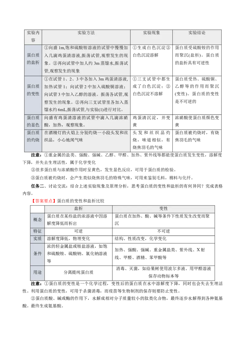 7.4.2蛋白质（导学案）（解析版）_高化_595801221724高中化学新人教版选择性必修一二三电子版教案PPT课件高中试卷_必修二册（人教版）_导学案