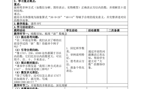 总复习_26春北师大版数学二下_00、教案共6套完整版表格式+文档式整册+课时word版_第4套表格式核心素养教案（无反思）