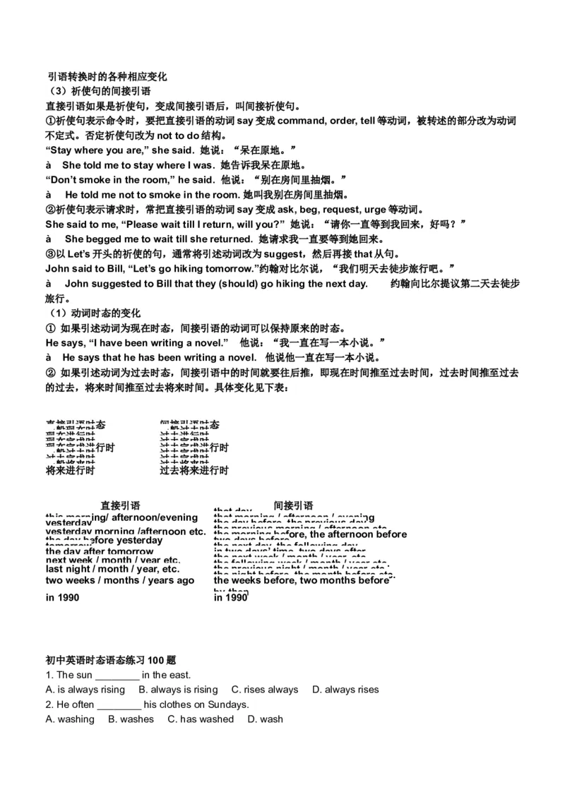 初中英语时态专项讲解与练习题-05276b30c087_内蒙古中考真题_赠品_初中英语资料