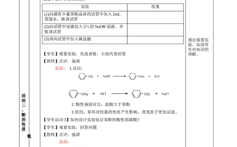 3.2.2酚（教学设计)-（人教版2019选择性必修3）_高化_595801221724高中化学新人教版选择性必修一二三电子版教案PPT课件高中试卷_选择性必修3册（人教版）_教学设计