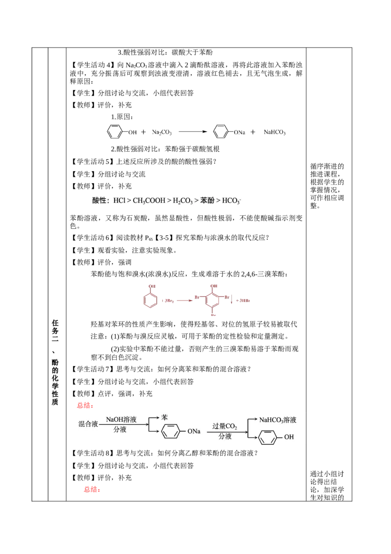 3.2.2酚（教学设计)-（人教版2019选择性必修3）_高化_595801221724高中化学新人教版选择性必修一二三电子版教案PPT课件高中试卷_选择性必修3册（人教版）_教学设计