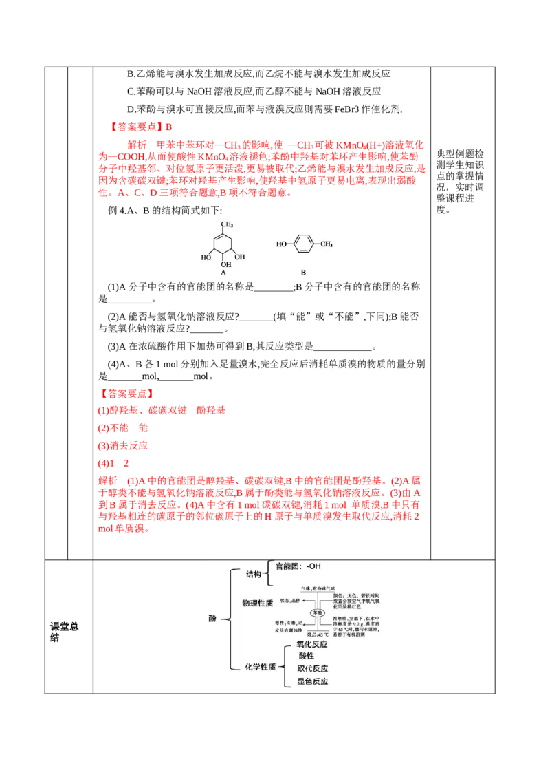 3.2.2酚（教学设计)-（人教版2019选择性必修3）_高化_595801221724高中化学新人教版选择性必修一二三电子版教案PPT课件高中试卷_选择性必修3册（人教版）_教学设计