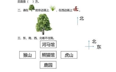 2.1东南西北_26春北师大版数学二下_19、赠送其它资料_旧版_第2套：北师大数学2下_北师大数学二下课时练习（99份）_同步练习-2年级下册-北师大版数学第1套（30份）_2.1东南西北
