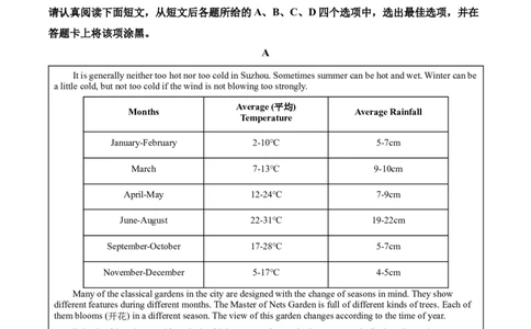 精品解析：2024年江苏省苏州市中考英语真题（原卷版）_仁爱版英语九年级下册资料包_全国各地中考真题_2024年全国中考英语真题29份_精品解析：2024年江苏省苏州市中考英语真题