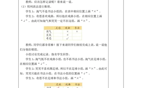 数学好玩有趣的推理_26春北师大版数学二下_00、教案共6套完整版表格式+文档式整册+课时word版_第1套表格式教案（有反思）_07数学好玩有趣的推理教案