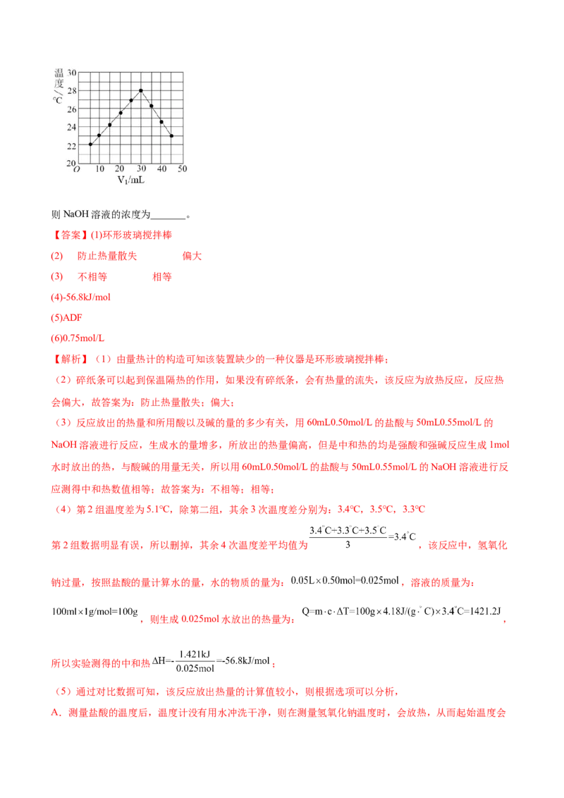 第一章章末测试（提升）-（人教版2019选择性必修1）（解析版）_高化_595801221724高中化学新人教版选择性必修一二三电子版教案PPT课件高中试卷_选择性必修1册（人教版）_专项练习