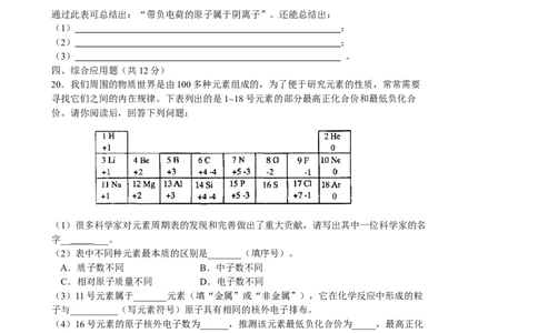 九年级化学上册第3单元综合技能过关训练新人教版_初中化学_01.人教版初中化学_01.初中化学课件PPT--教案--试题_初中化学全套_化学试题