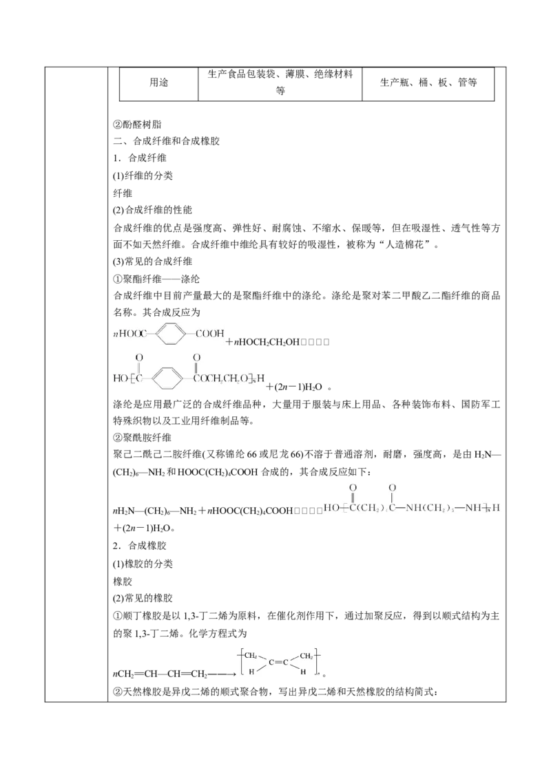 第5章第2节高分子材料讲义新教材2020-2021学年人教版(2019)高二化学选择性必修三（机构用）_高化_2025春-人教版高中化学_05新版高中化学选择性必修3_7.机构专用_讲义+习题（机构用）