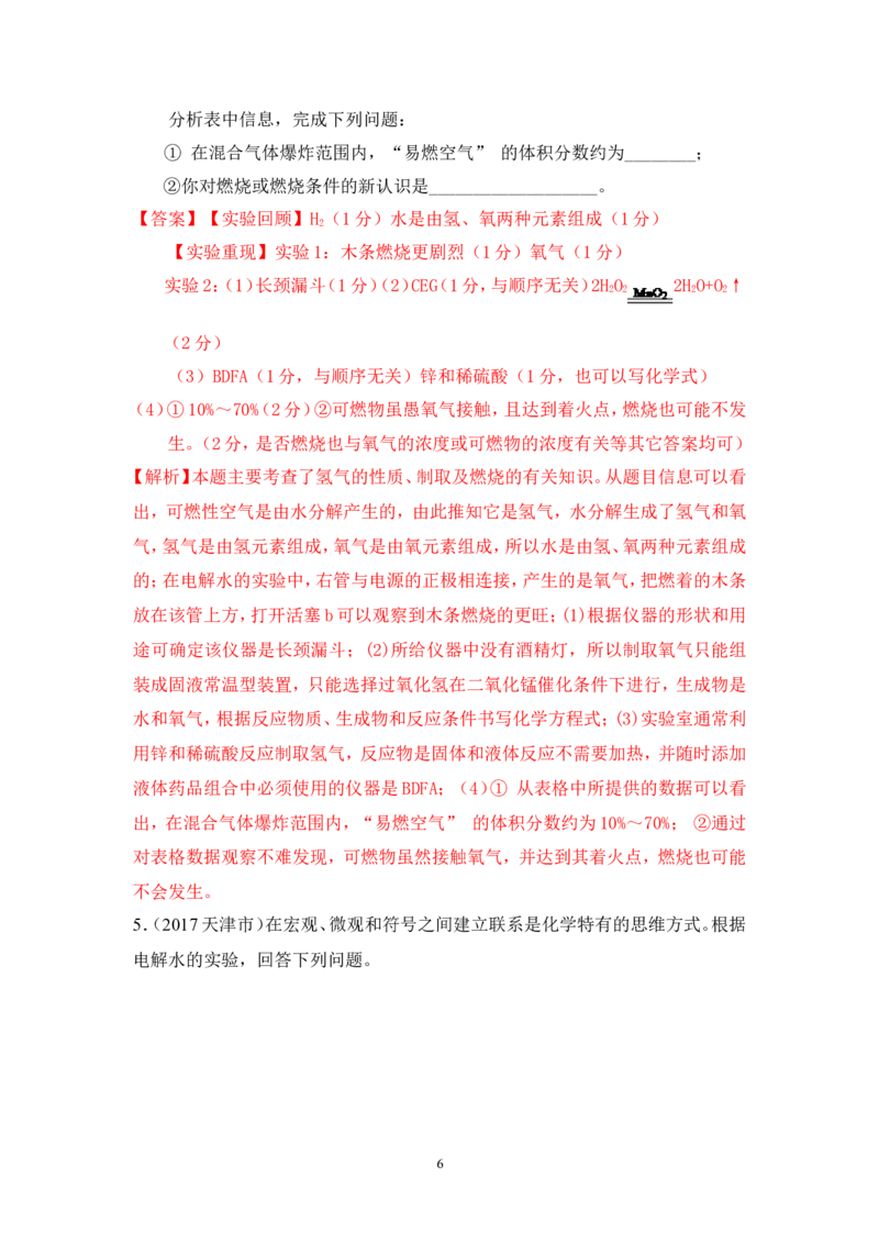 2018年中考化学一轮复习&bull;《水的组成》真题练习_初中化学_01.人教版初中化学_07.初中化学中考总复习_2018年中考化学一轮复习&bull;