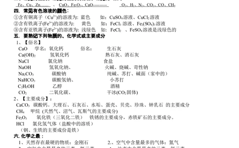 人教版中考化学重点、难点、考点集锦（考前必背）_初中化学_01.人教版初中化学_01.初中化学课件PPT--教案--试题_初中化学全套_化学教案_化学：中考化学复习必背知识整理（3份）