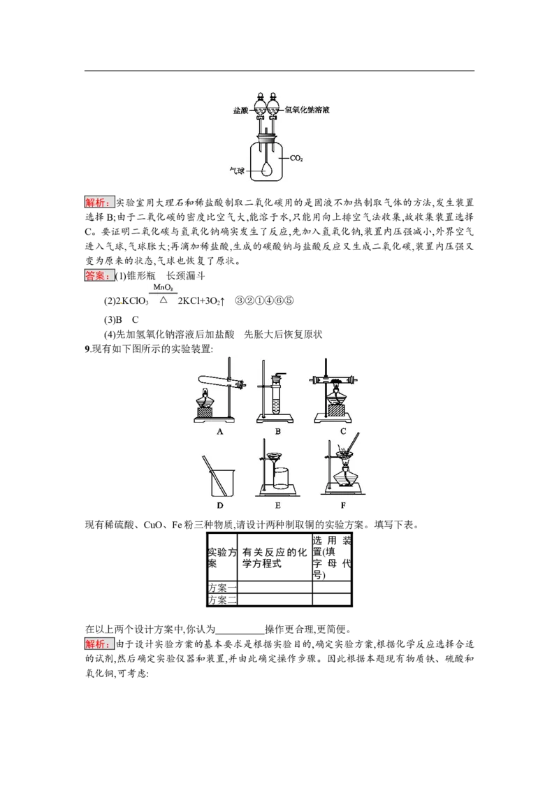 2018届中考化学（人教版）总复习单元特训：专题六　实验方案设计与评价-化学备课大师_初中化学_01.人教版初中化学_07.初中化学中考总复习