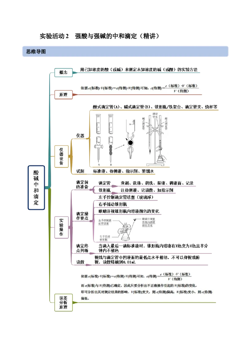 实验活动2强酸与强碱的中和滴定(精讲）（解析版）_高化_595801221724高中化学新人教版选择性必修一二三电子版教案PPT课件高中试卷_选择性必修1册（人教版）_专项练习