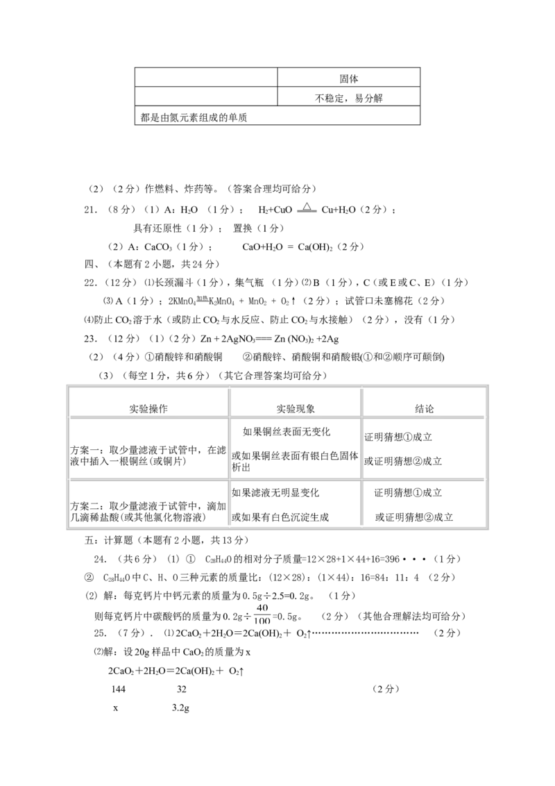 2010年黄高优录考试选拔赛试卷5_初中化学_01.人教版初中化学_01.初中化学课件PPT--教案--试题_初中化学全套_化学试题_2010年黄高优录考试选拔赛试卷