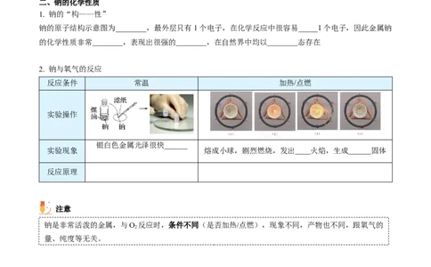 第10讲活泼的金属单质&mdash;&mdash;钠（学生版）（人教版2019）_高化_595801221724高中化学新人教版选择性必修一二三电子版教案PPT课件高中试卷_必修一册（人教版）_讲义