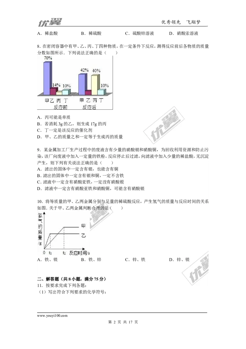 2015-2016学年福建省厦门市校级九年级（下）初化学试卷_初中化学_01.人教版初中化学_01.初中化学课件PPT--教案--试题_初中化学全套(课件--教案--配套)_18年初中化学9年级下
