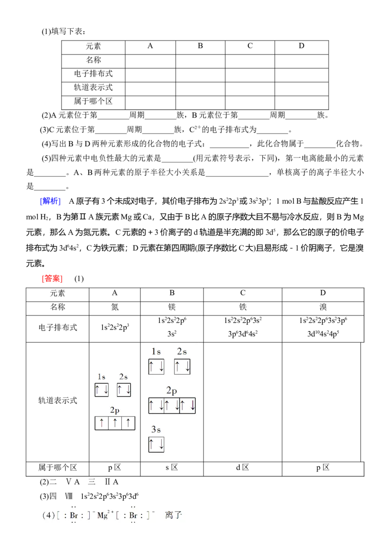 人教版(2019)选修性必修2导学案第1章　微专题1　元素推断技巧_高化_2025春-人教版高中化学_04新版高中化学选择性必修2_03导学案