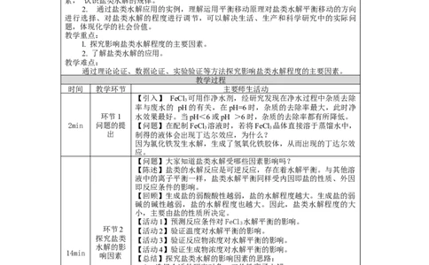 盐类的水解（第二课时）-教学设计_高化_2025春-人教版高中化学_03新版高中化学选择性必修1_02教案_教案2_3.3盐类的水解教案（2课时）