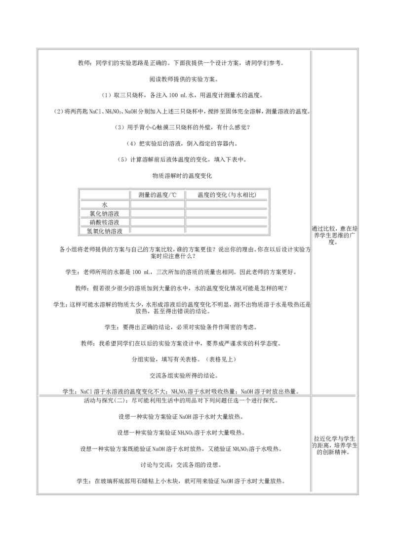 人教版初中化学教案-溶液_初中化学_01.人教版初中化学_01.初中化学课件PPT--教案--试题_初中化学&mdash;课件&mdash;教案&mdash;试题-推荐_9年级下课件教案试题_9年级下教案_第9单元