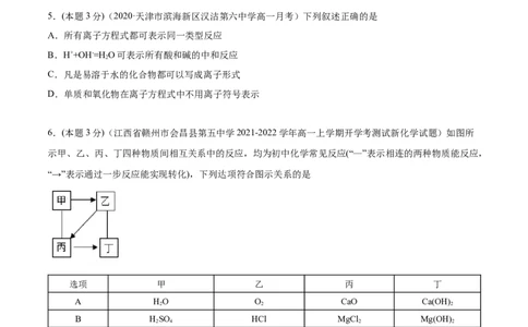 第09讲第一章《物质及其变化》单元测试（培优提升）（学生版）（人教版2019）_高化_595801221724高中化学新人教版选择性必修一二三电子版教案PPT课件高中试卷_必修一册（人教版）_讲义