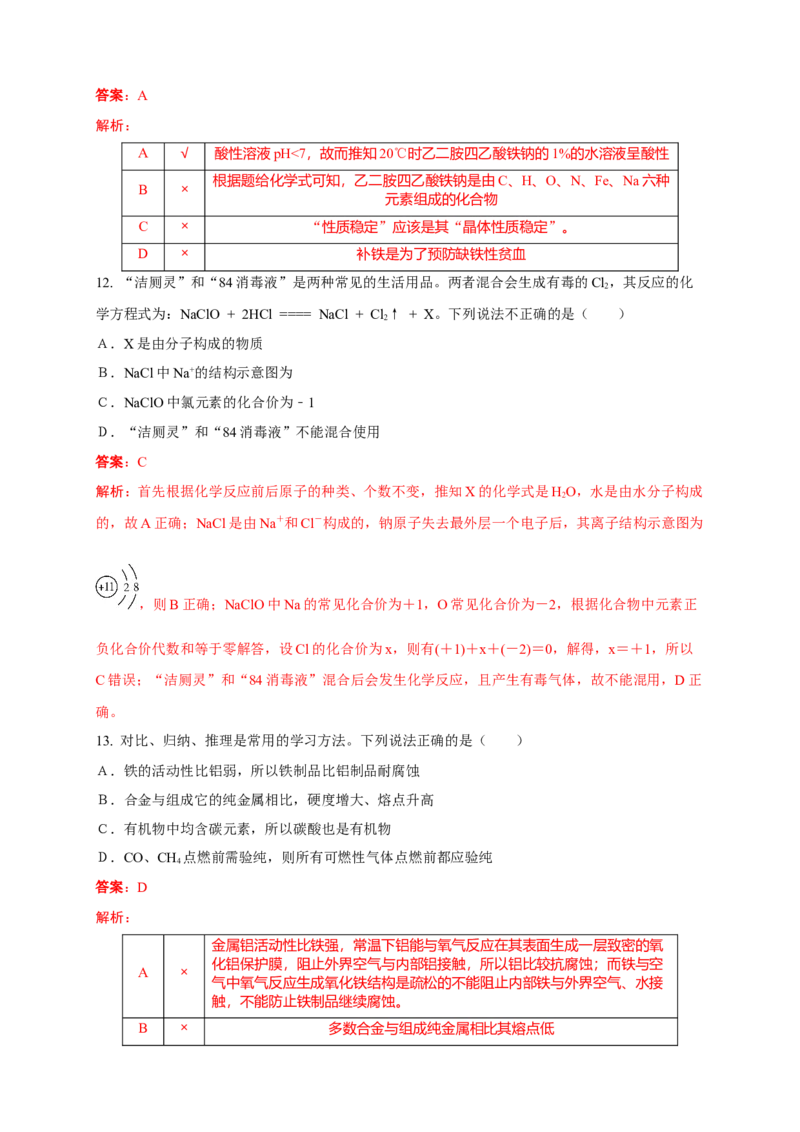 2016年陕西省初中毕业学业考试化学试题（副题）及详细解析_初中化学_01.人教版初中化学_01.初中化学课件PPT--教案--试题_初中化学18年试卷_人教版九年级化学下册2018