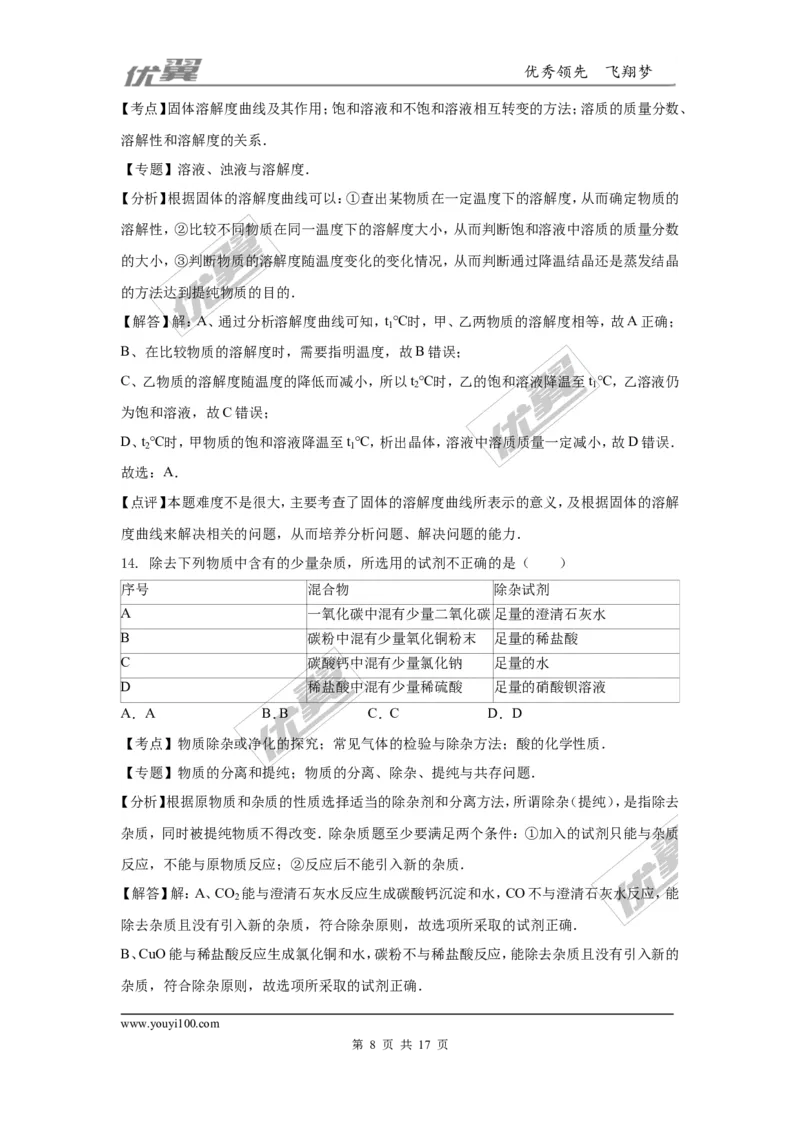 2016年湖南省长沙市中考化学试题（word版，含解析）_初中化学_01.人教版初中化学_01.初中化学课件PPT--教案--试题_初中化学全套(课件--教案--配套)_18年初中化学9年级上