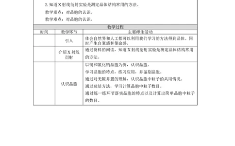 物质的聚集状态与晶体的常识（第二课时）-教学设计_高化_2025春-人教版高中化学_04新版高中化学选择性必修2_02教案_3.1物质的聚集状态与晶体的常识教学设计（2课时）
