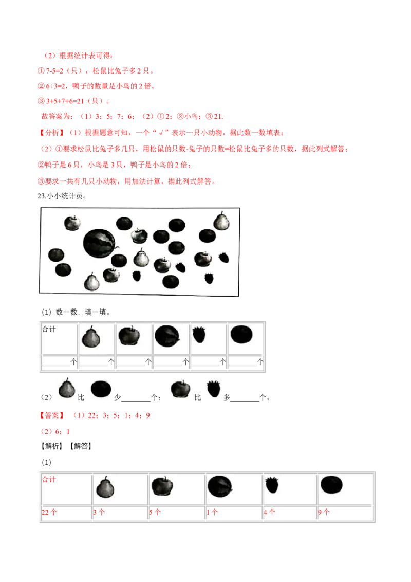 精品第八单元《调查与记录》期末备考讲义&mdash;二年级下册数学单元闯关（知识点精讲＋优选题训练）（解析版）北师大版_26春北师大版数学二下_19、赠送其它资料_旧版_821
