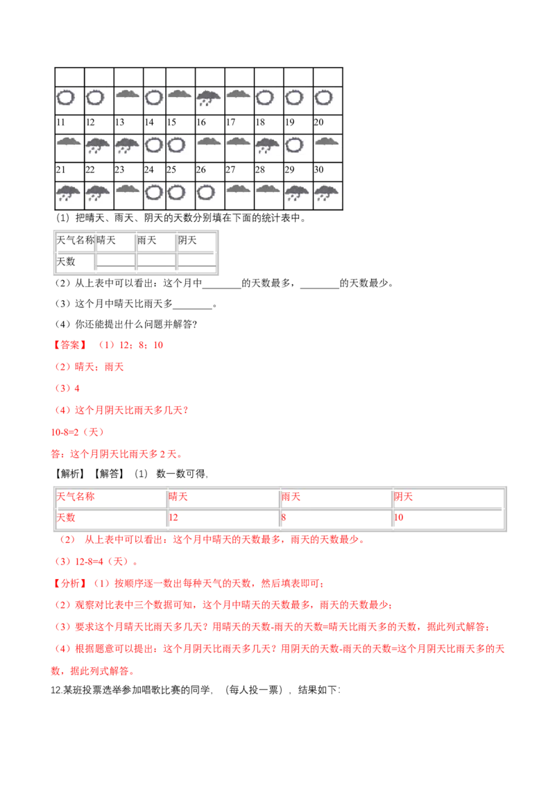 精品第八单元《调查与记录》期末备考讲义&mdash;二年级下册数学单元闯关（知识点精讲＋优选题训练）（解析版）北师大版_26春北师大版数学二下_19、赠送其它资料_旧版_821