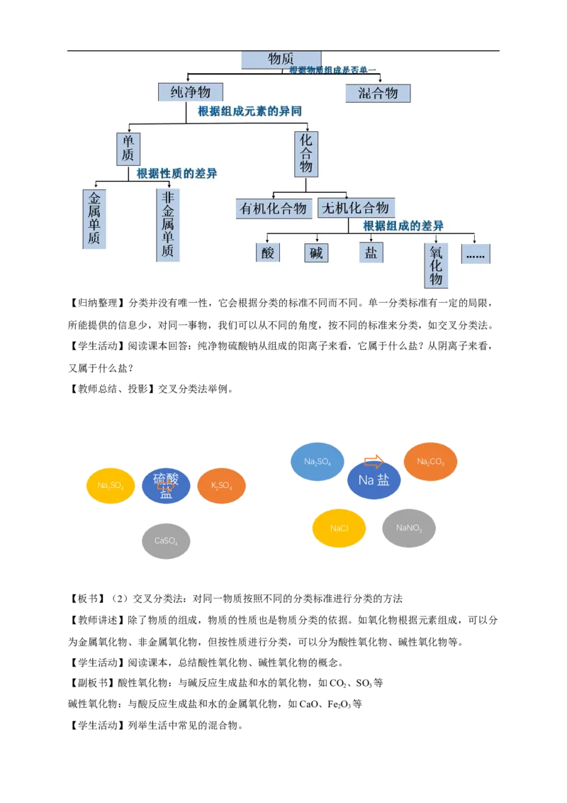 新教材精创1.1.1物质的分类教学设计（2）-人教版高中化学必修第一册_高化_2025春-人教版高中化学_01新版高中化学必修一_2.课件+教案+学案+练习有配套实验视频_教案