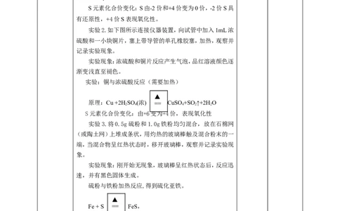 不同价态含硫物质的转化教案_高化_2025春-人教版高中化学_02新版高中化学必修二_1.课件+教案_5.5实验活动5不同价态含硫物质的转化